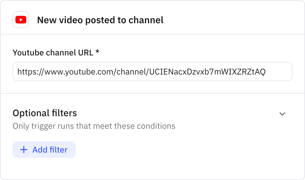 Relay.app screenshot of: New video posted to channel