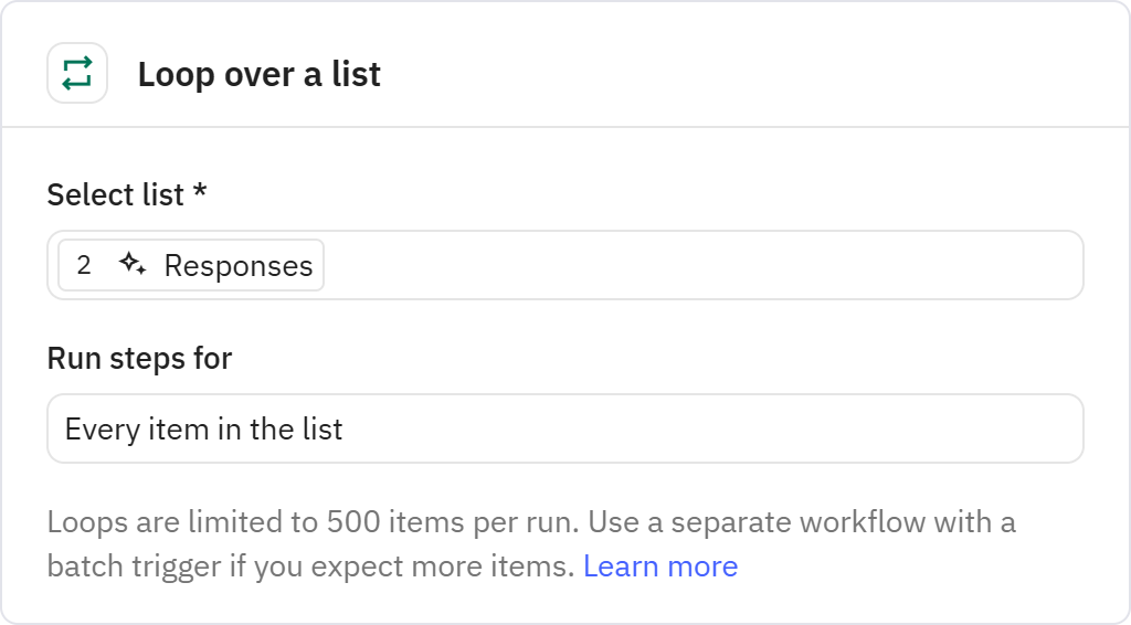 Relay.app screenshot of: Loop over a list