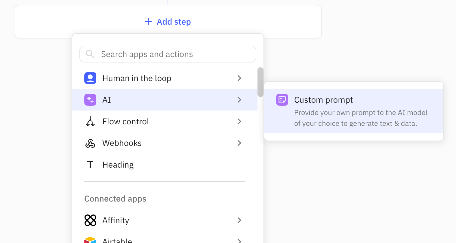 The new Custom Prompt AI step in Relay.app lets you write your own prompts and define custom output formats