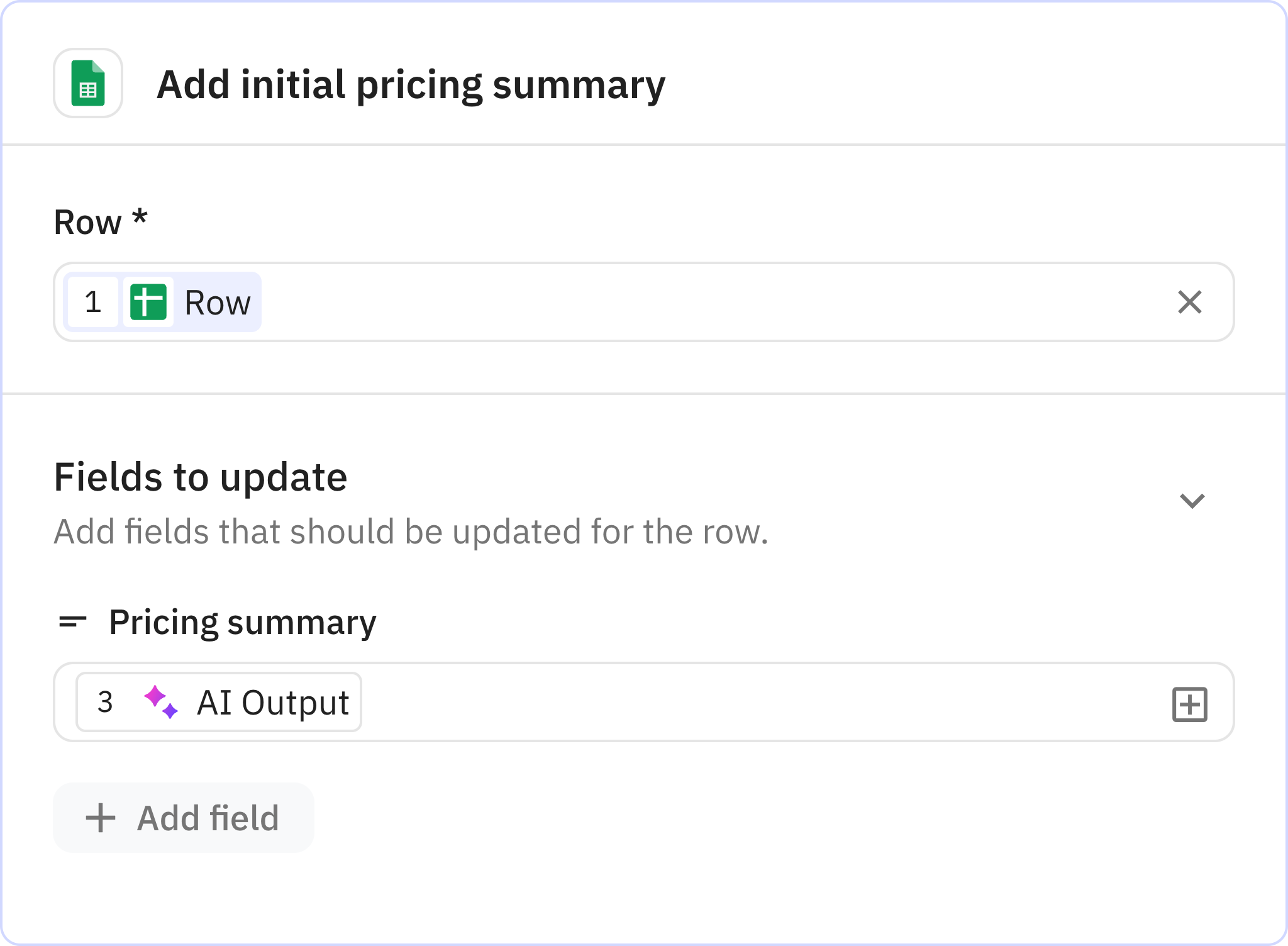 Relay.app screenshot of: Add initial pricing summary