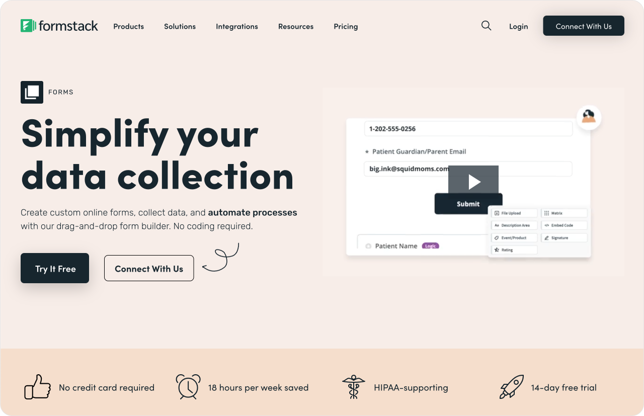 formstack homepage screenshot