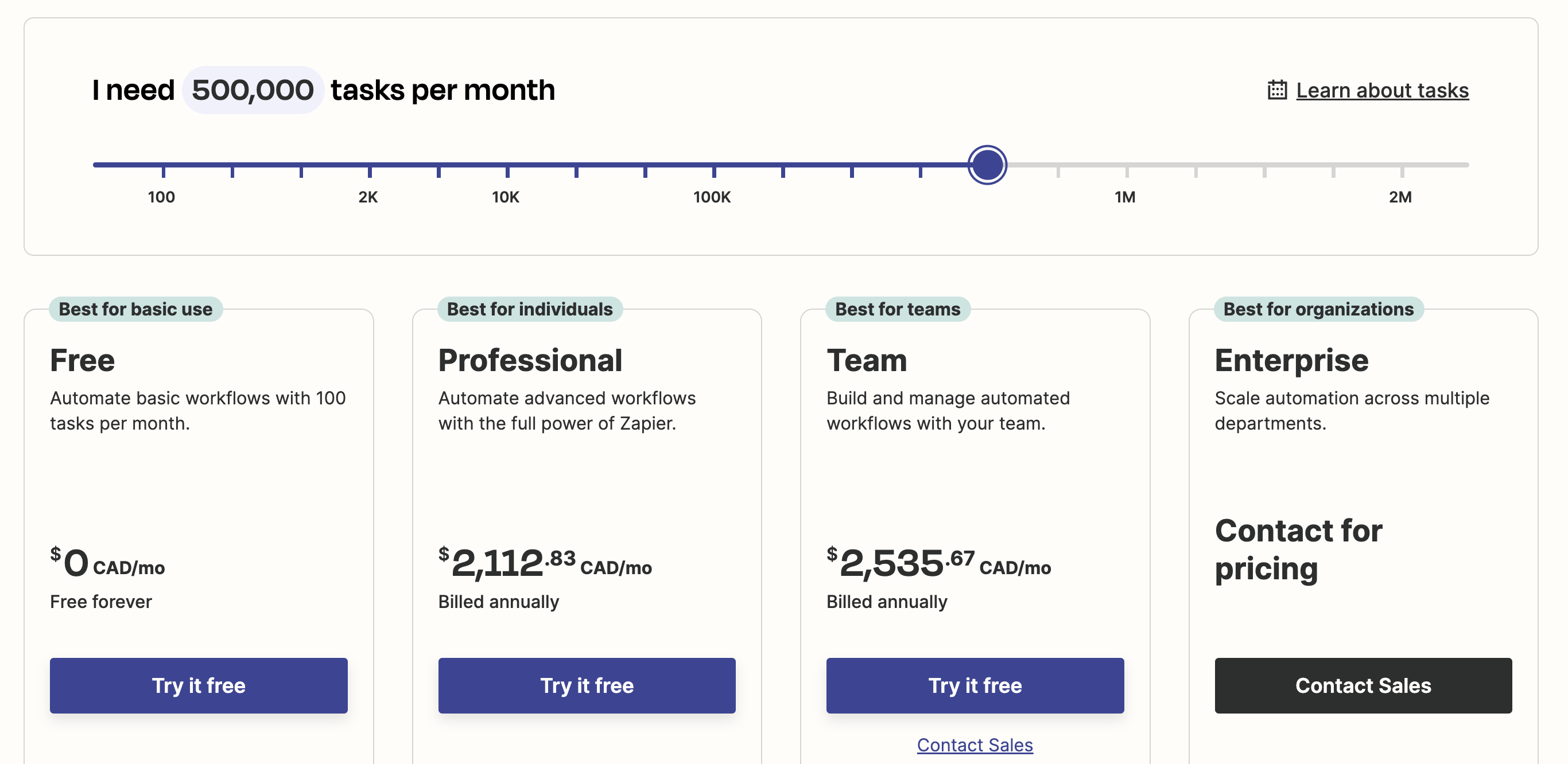 Zapier pricing at scale