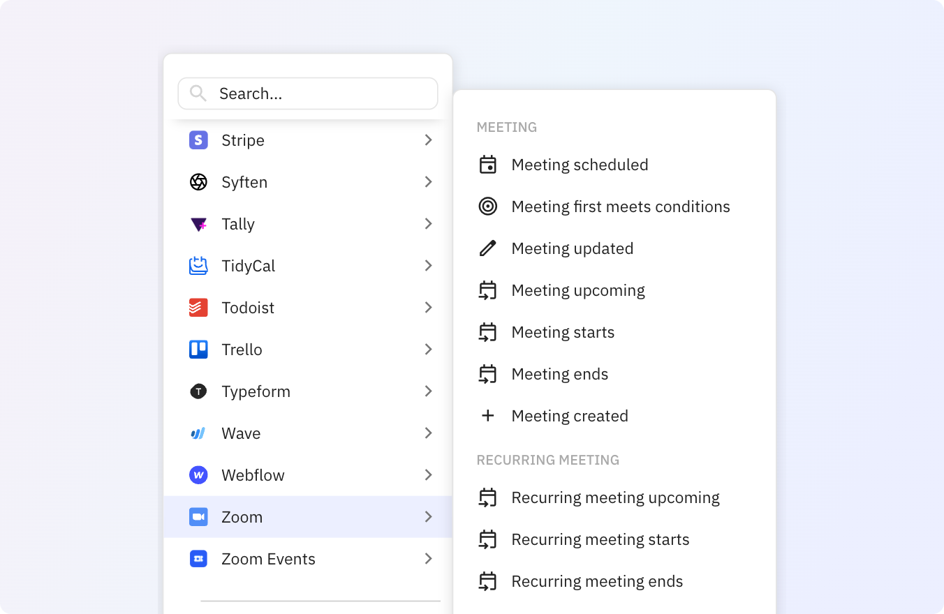 Set up workflows that run in response to changes in your Zoom meetings