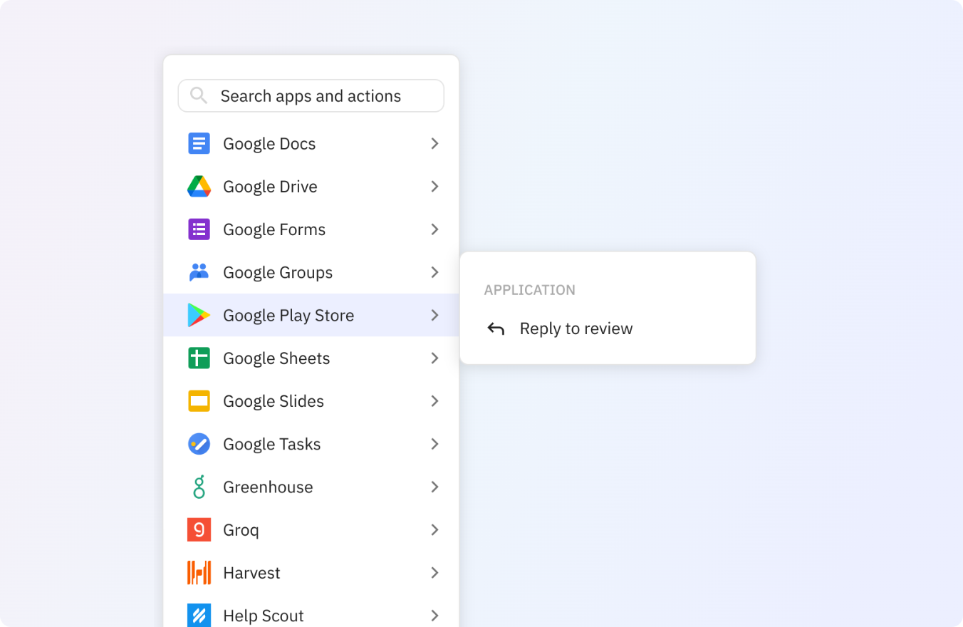 Preview of Reply to Google Play Store reviews automatically in your Relay.app workflows
