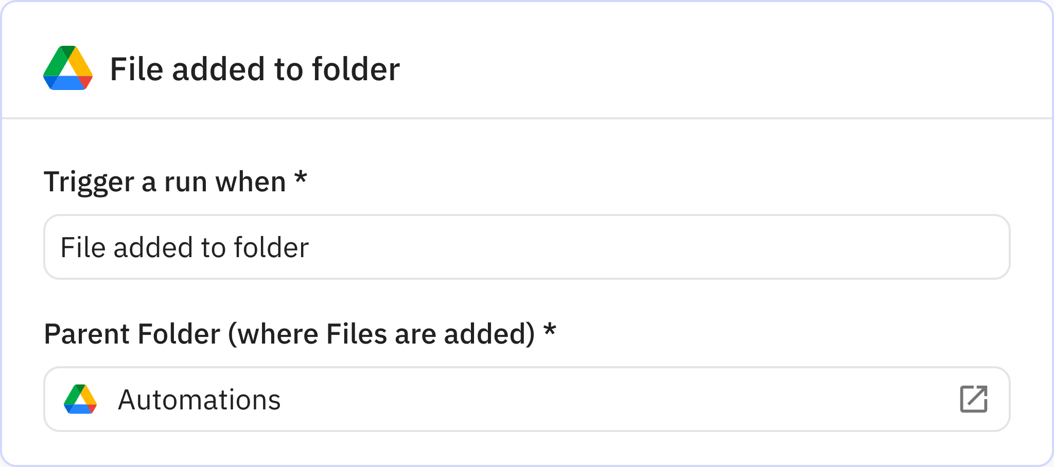 Relay.app screenshot of: File added to folder