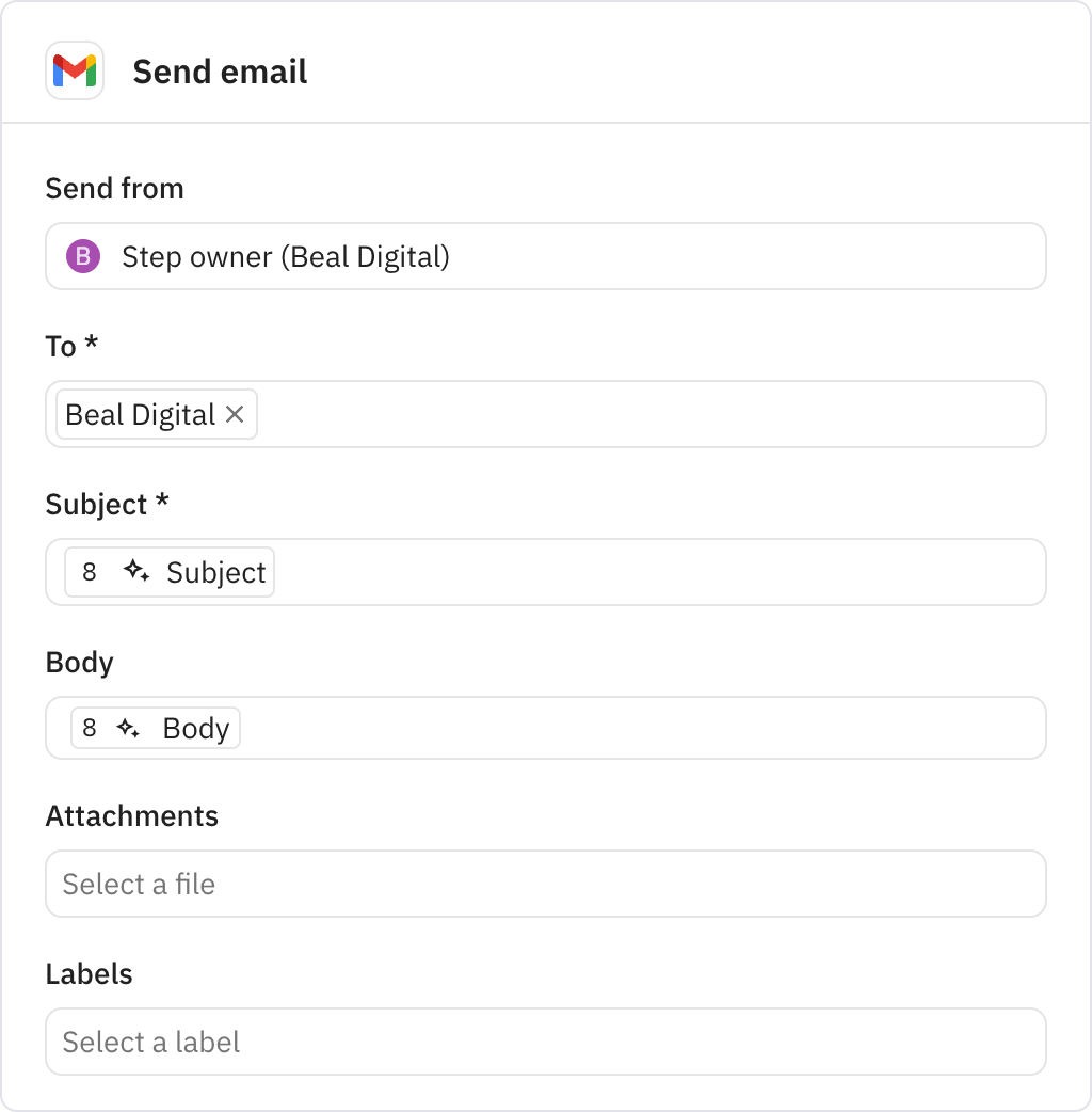 Relay.app screenshot of: Send email