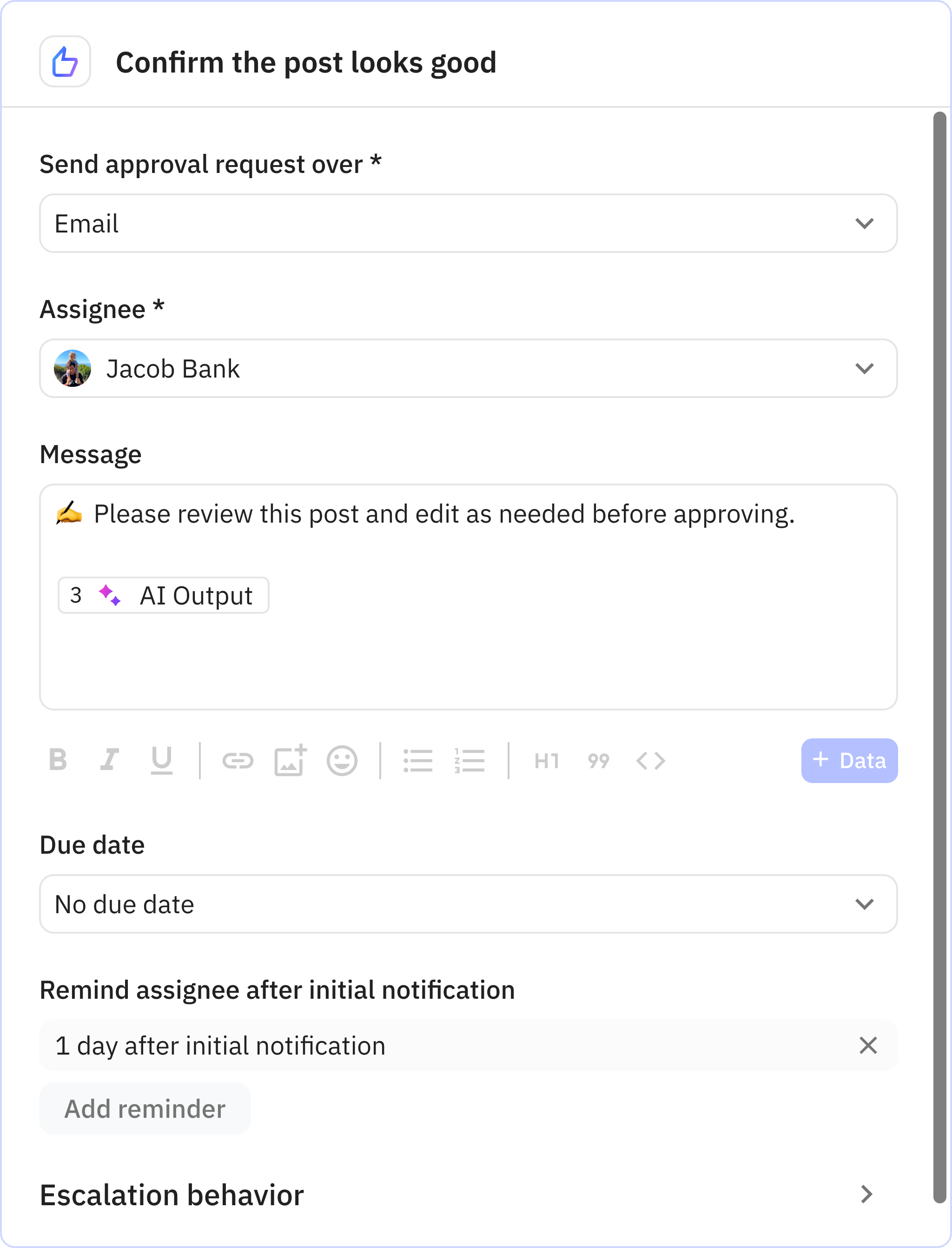 Relay.app screenshot of: Confirm the post looks good