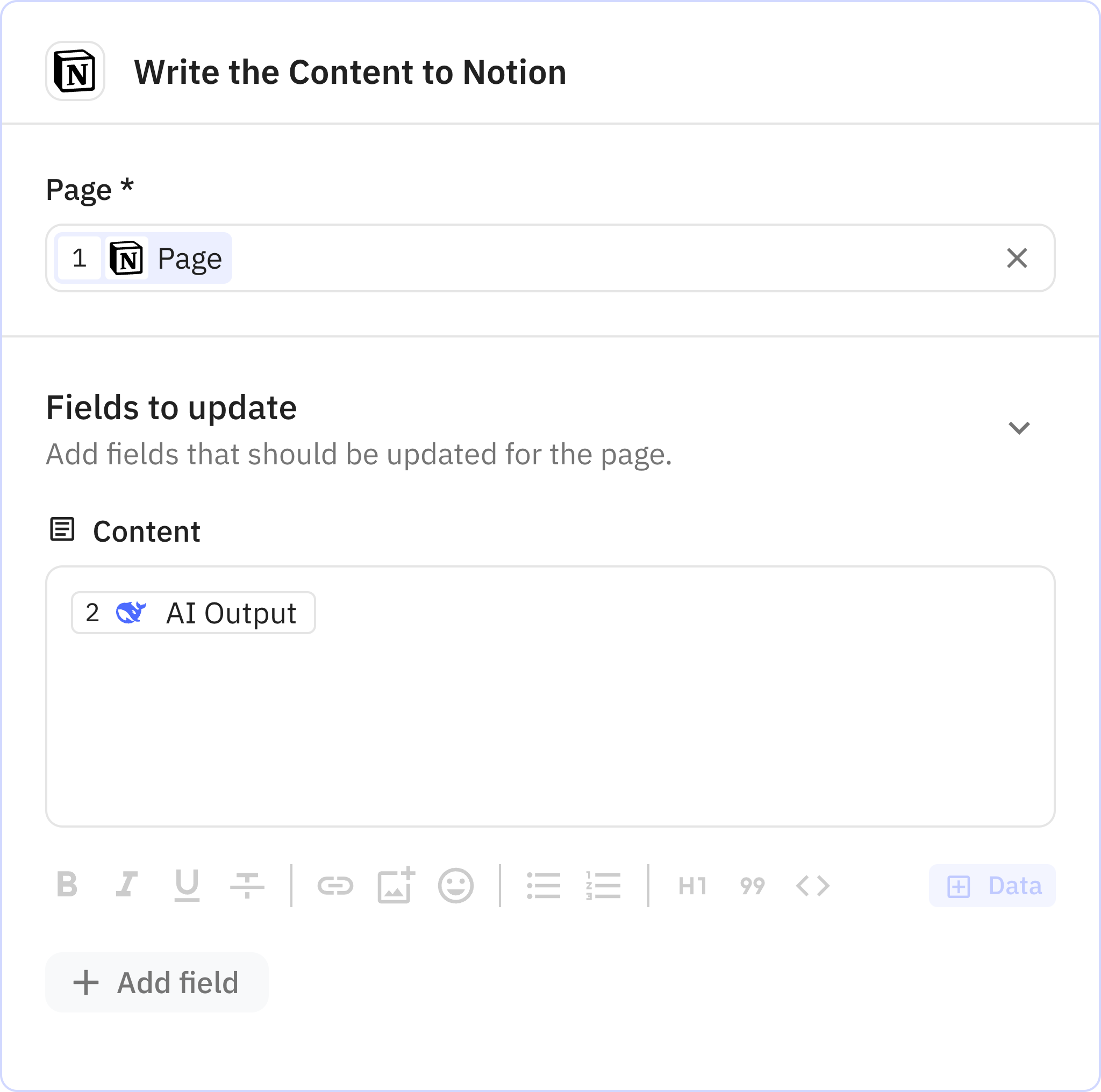 Relay.app screenshot of: Step 3: Write the Content to Notion