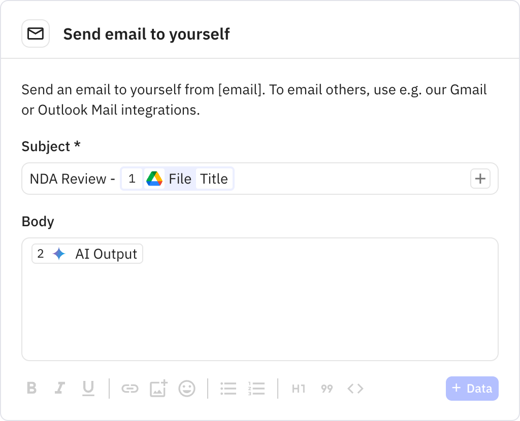 Relay.app screenshot of: Send email to yourself