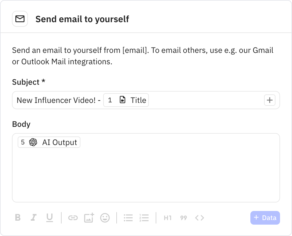 Relay.app screenshot of: Send email to yourself