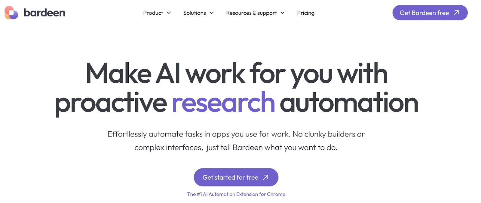 screenshot of Bardeen's website