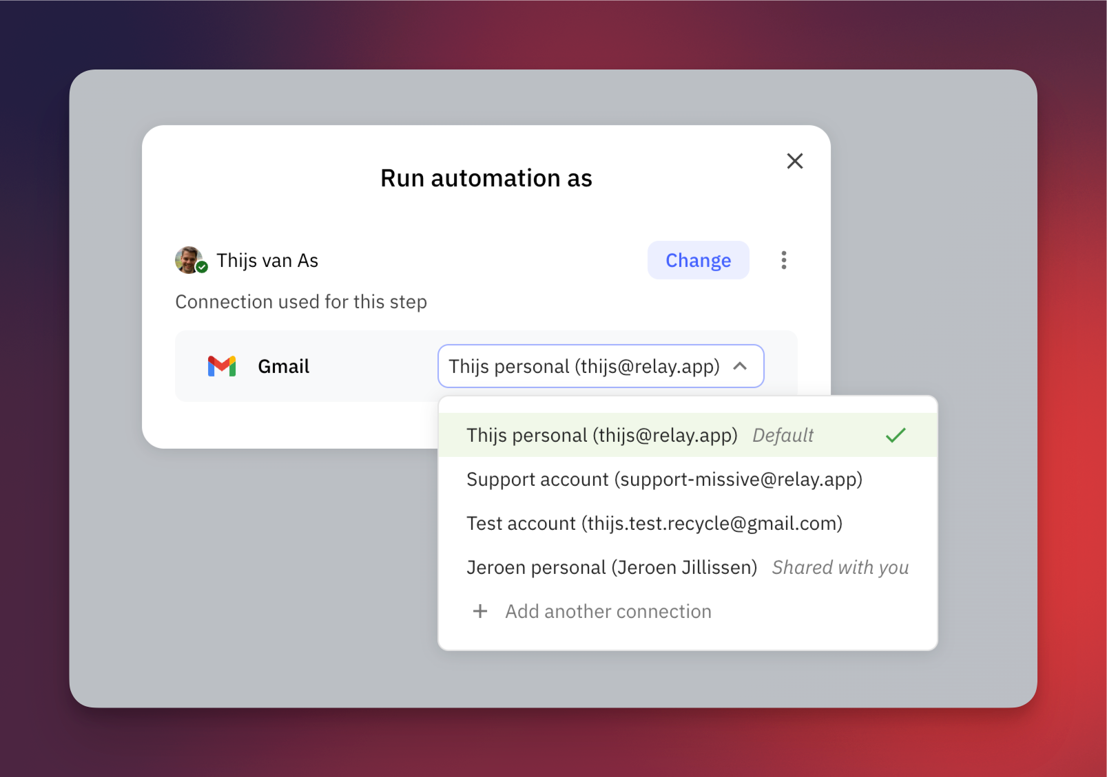 Sign in with multiple accounts to the same app integration, and share your connections with team members