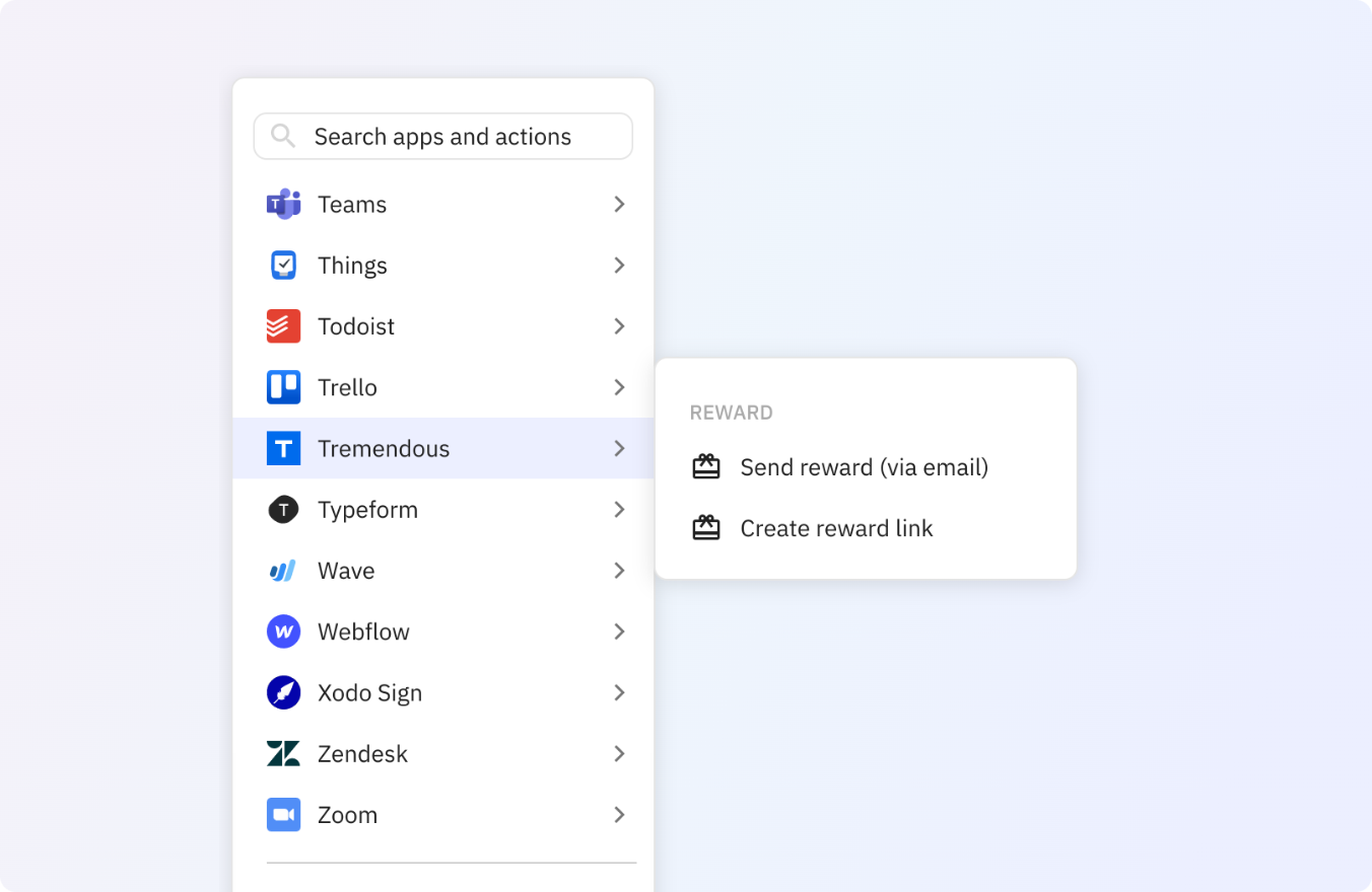 Use any of these Tremendous actions in your Relay.app workflows.