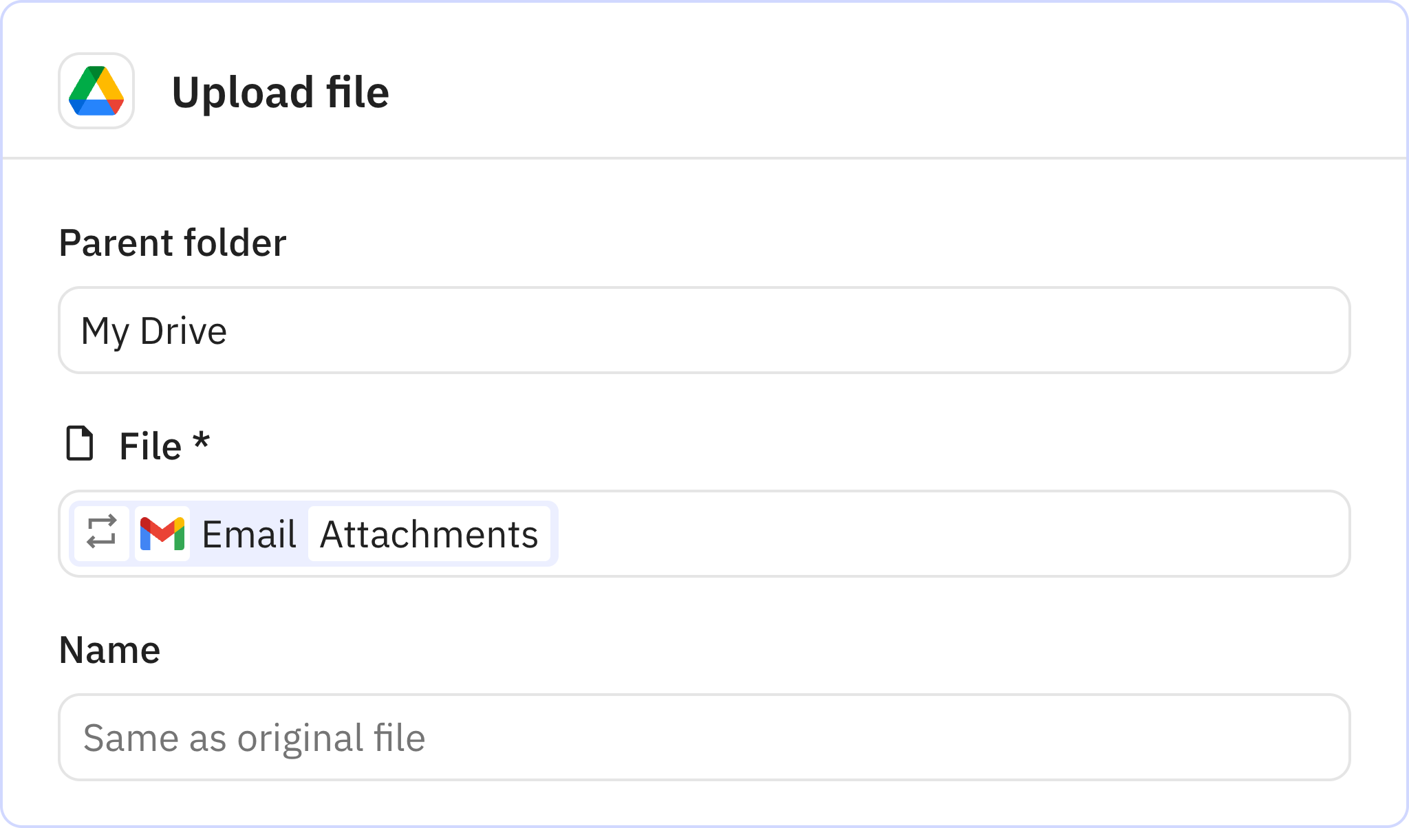 Relay.app screenshot of: Upload file