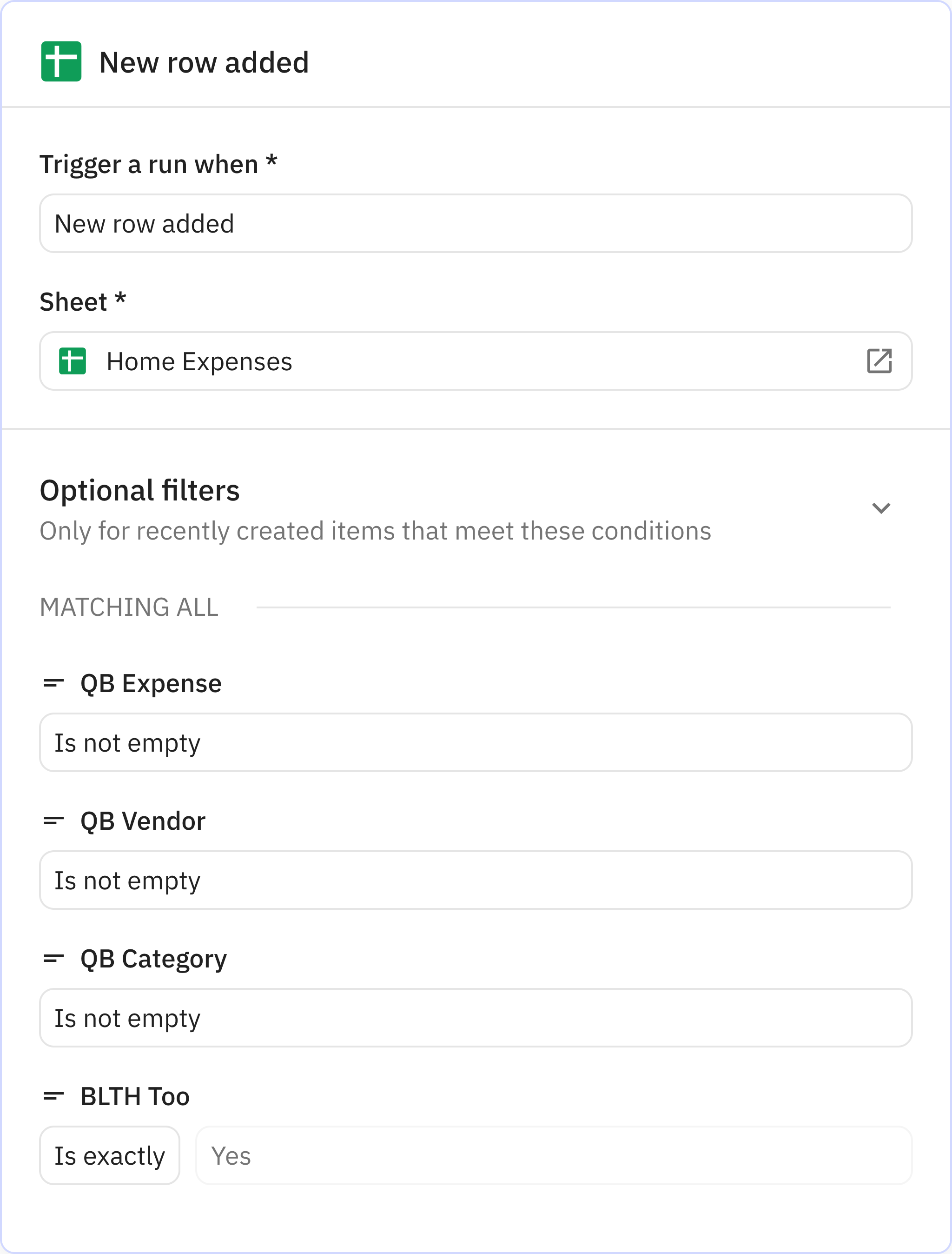 Relay.app screenshot of: Trigger: New row added