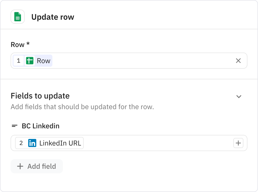 Relay.app screenshot of: Update row
