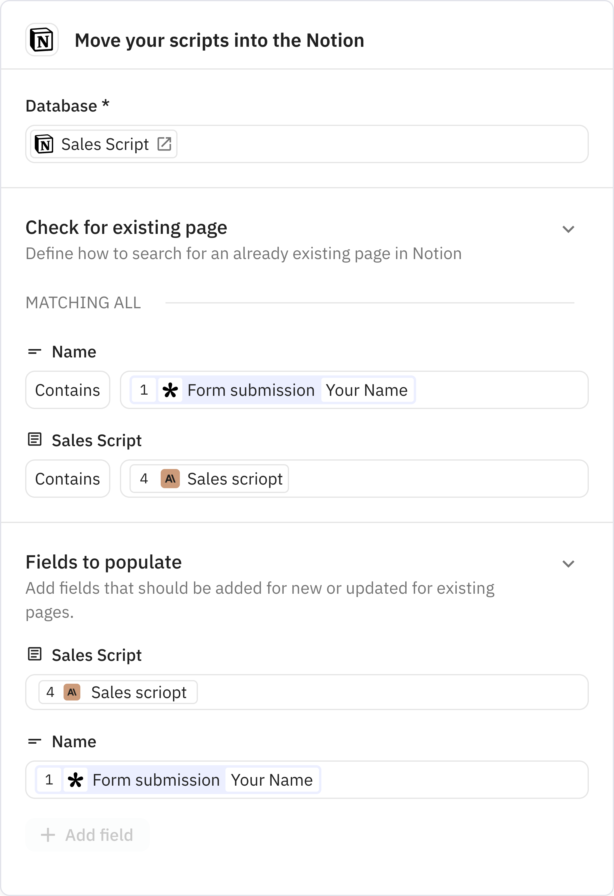 Relay.app screenshot of: Move your scripts into the Notion