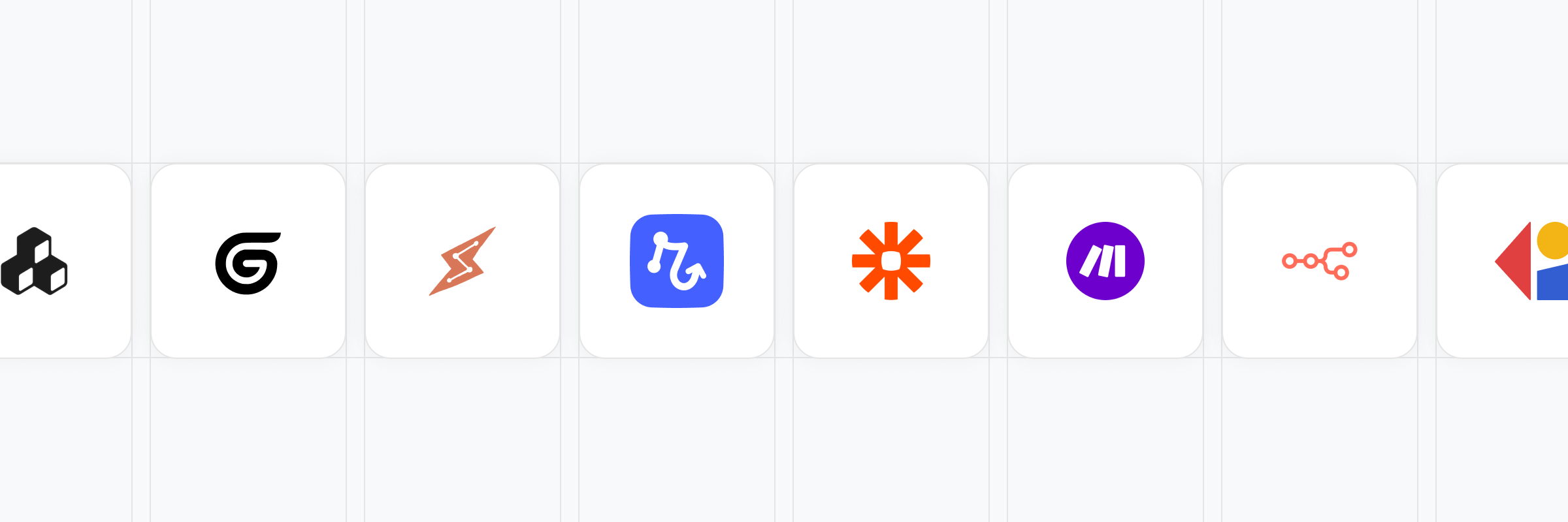Logos of Relay.app compared to Gumloop, Zapier, n8n, Make, Cassidy, Claude Cowork, and others for workflow automation