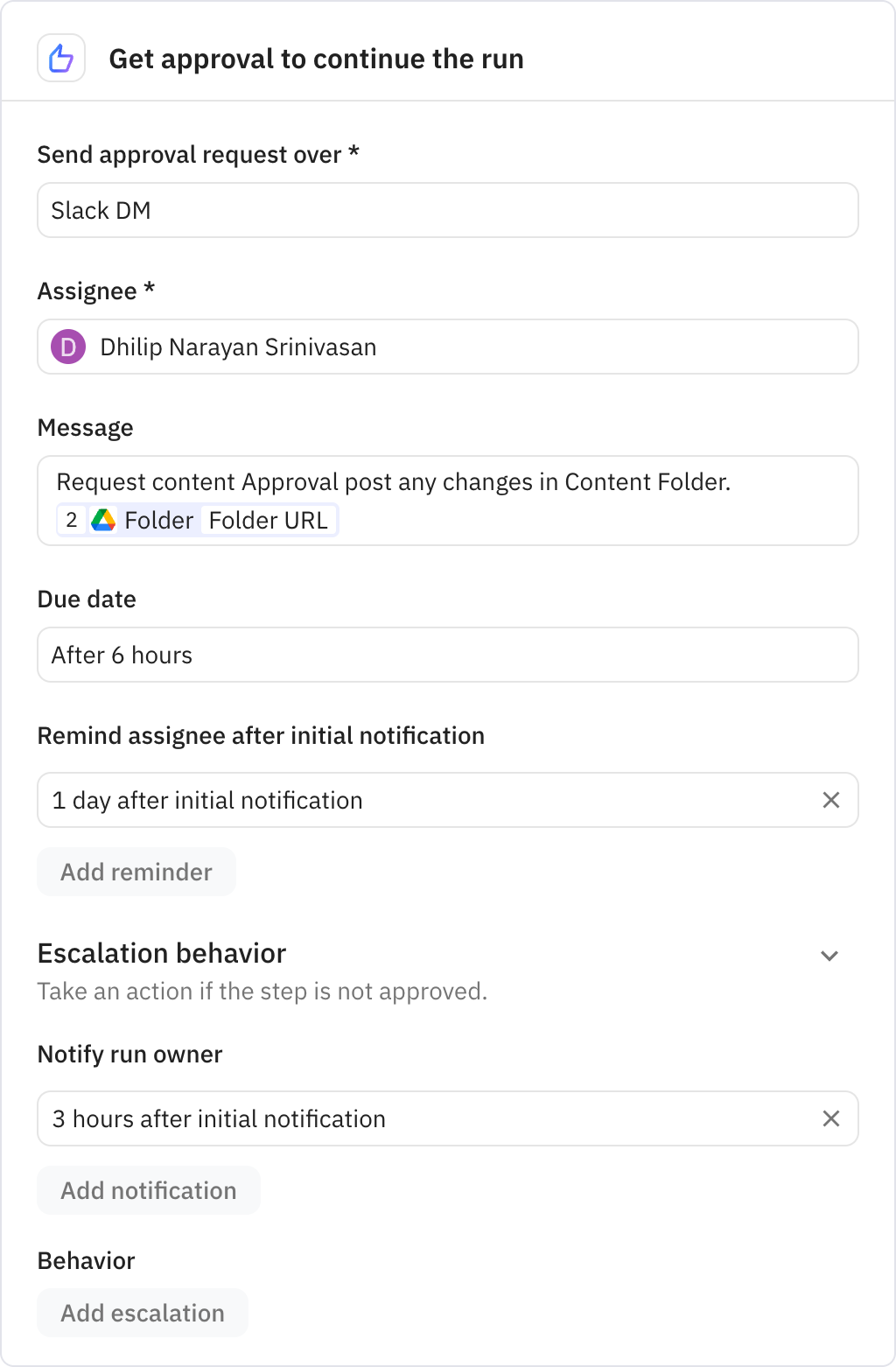 Relay.app screenshot of: Get approval to continue the run