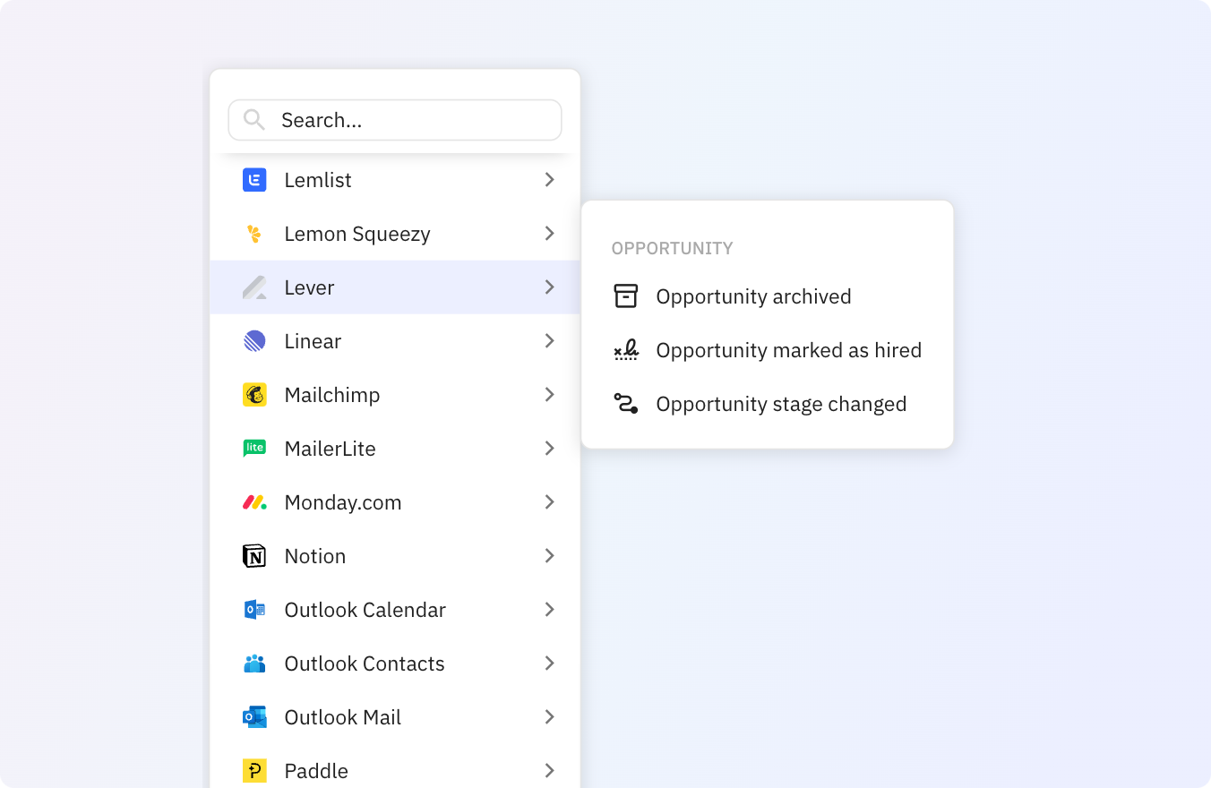 Use Relay.app's Lever integrations to trigger actions across your apps