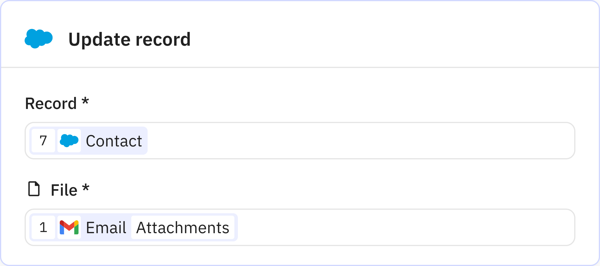 Relay.app screenshot of: Attach file to record