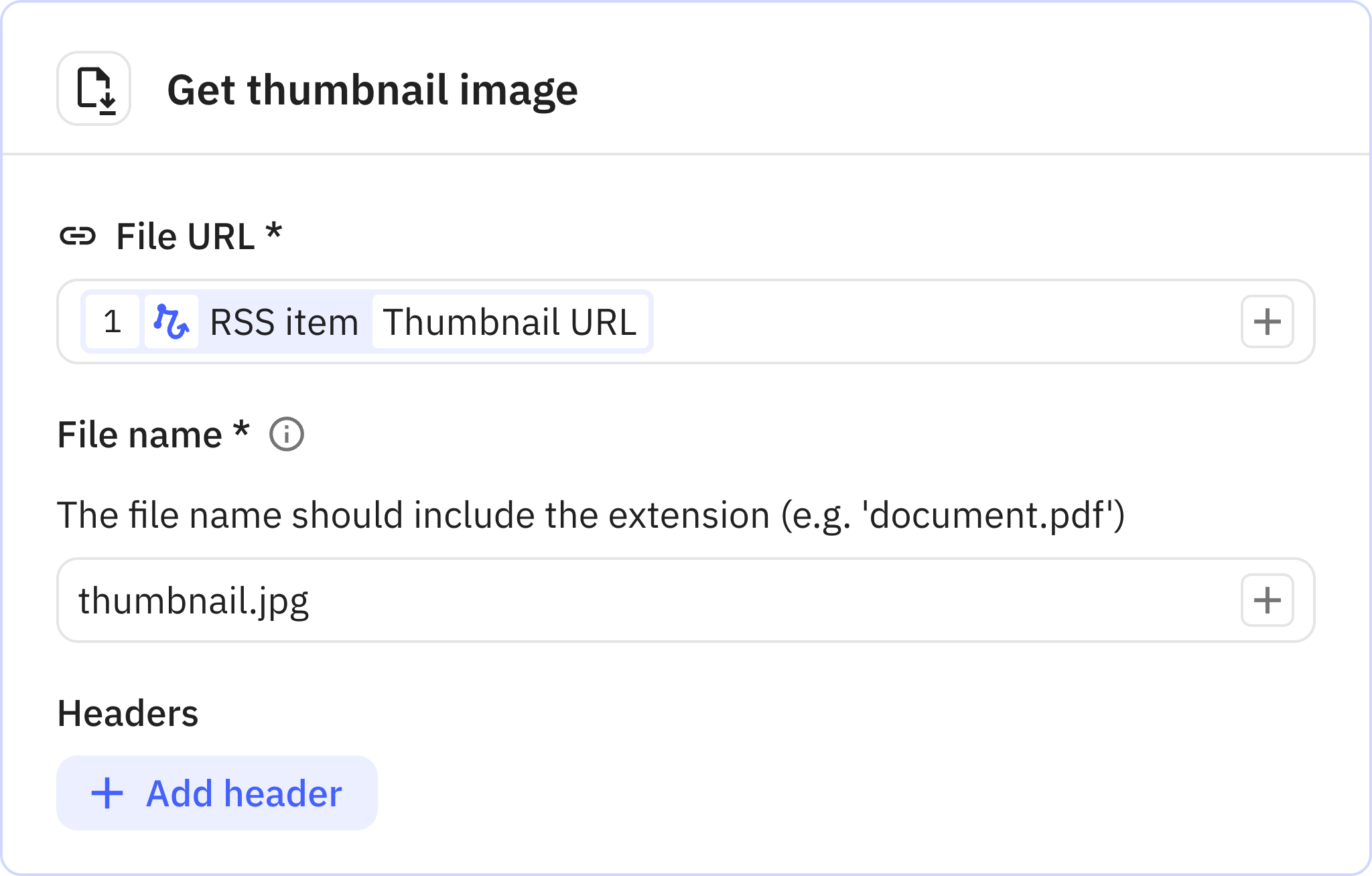 Relay.app screenshot of: Get thumbnail image