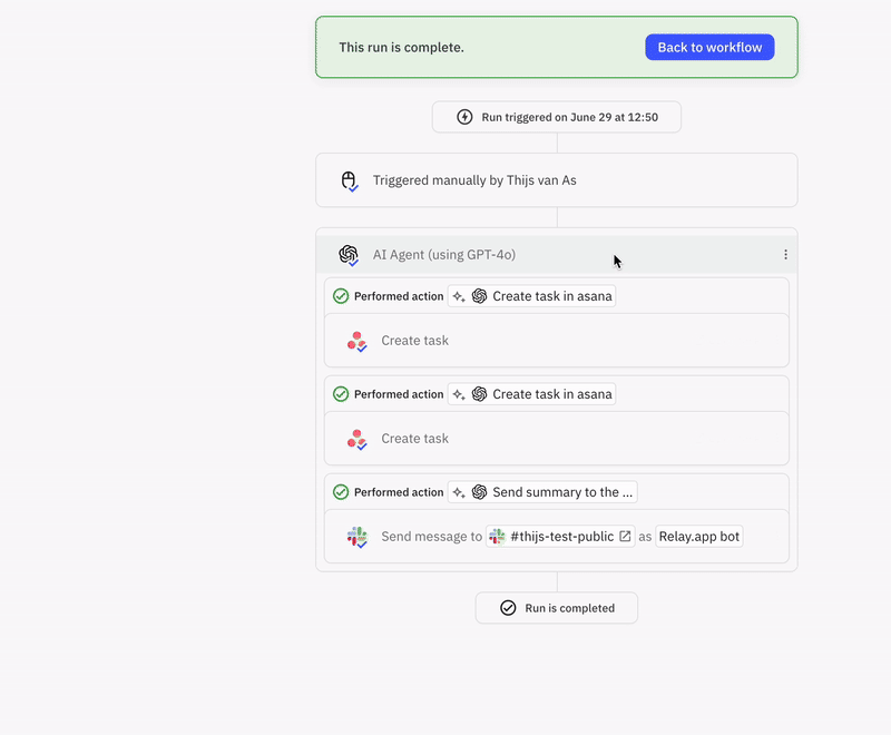 The AI model conversation history is useful for debugging