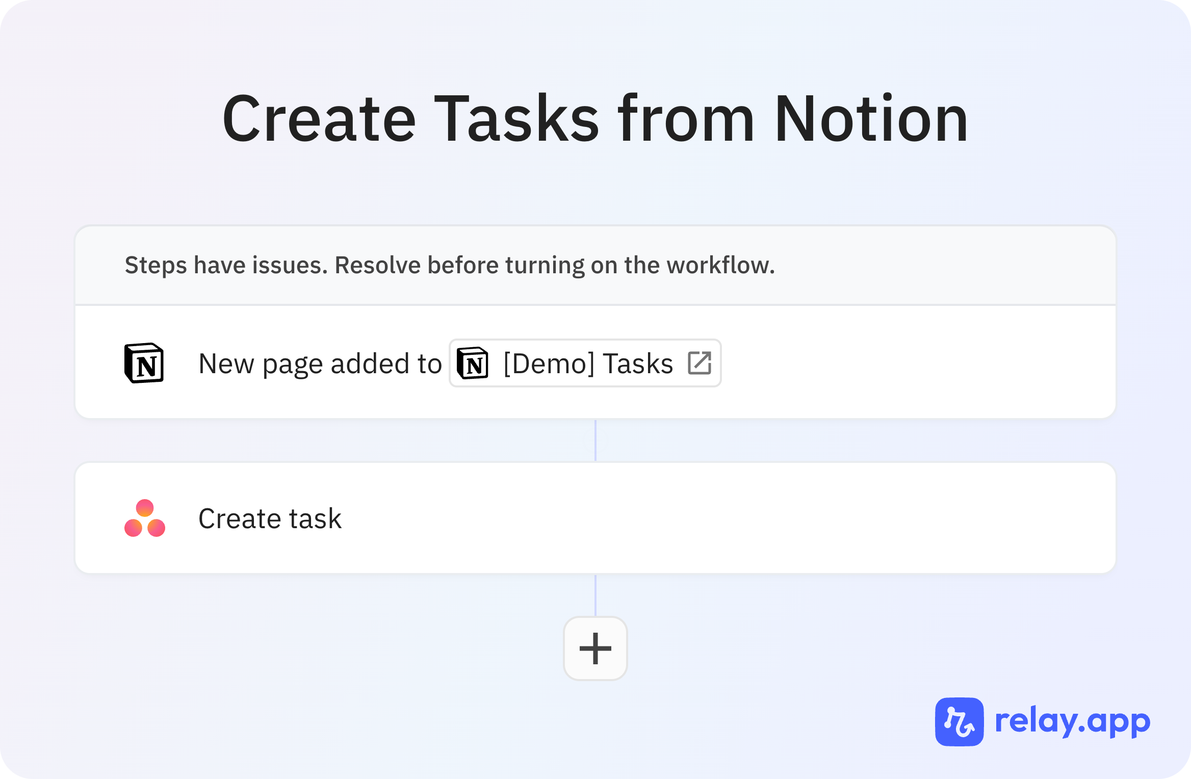 Workflow to automatically create tasks from Notion