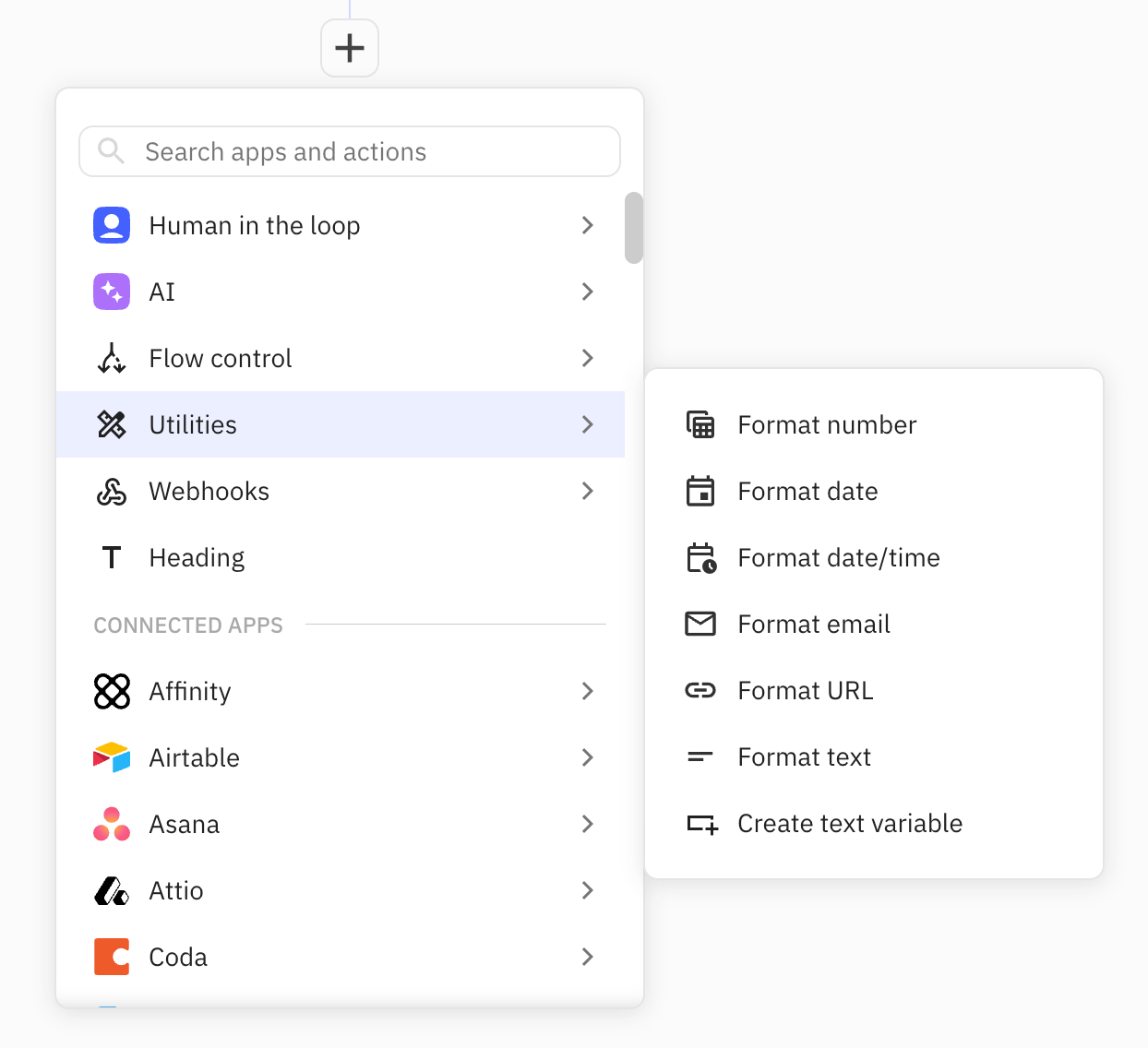 Formatter steps in Relay.app help you adjust variables and get them in the right shape or format