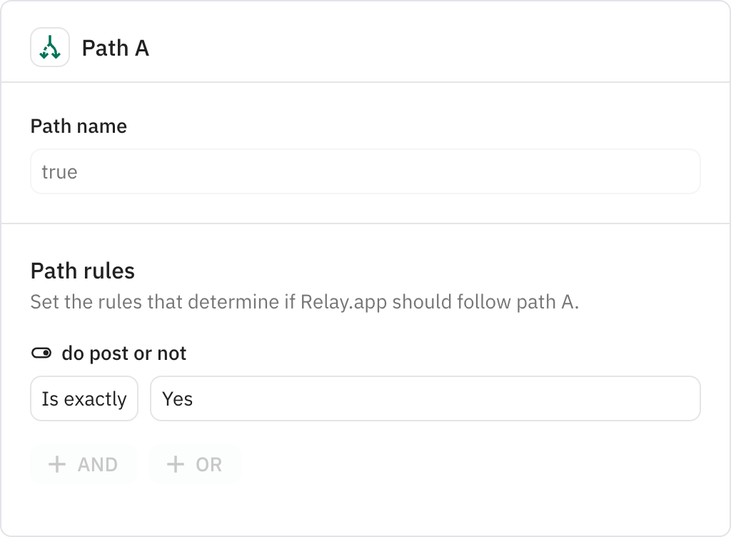 Relay.app screenshot of: true