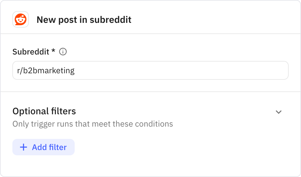 Relay.app screenshot of: New post in subreddit