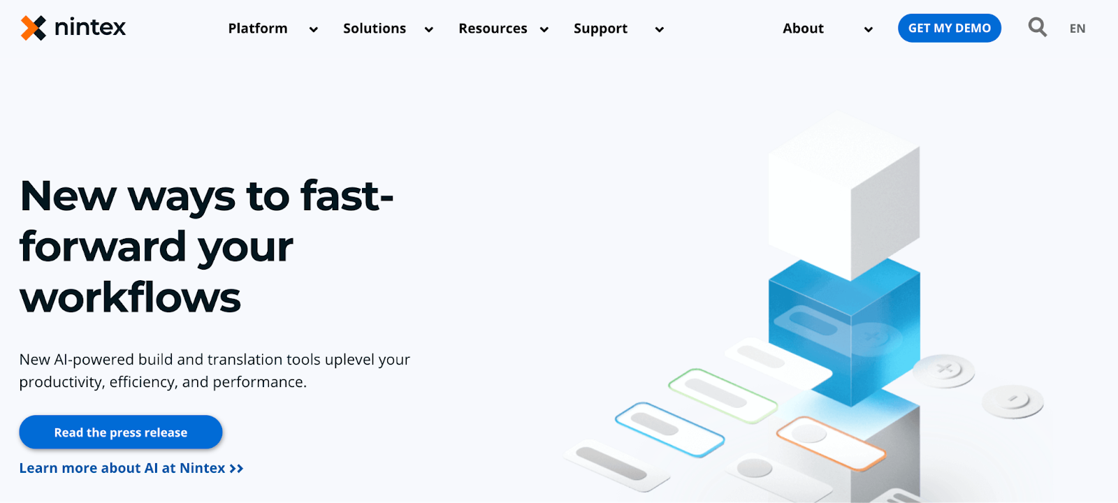 screenshot of Nintex's website