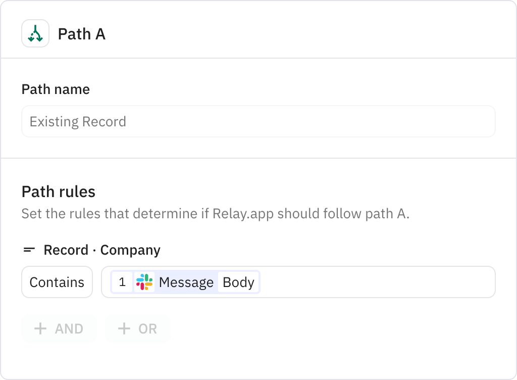 Relay.app screenshot of: Existing Record