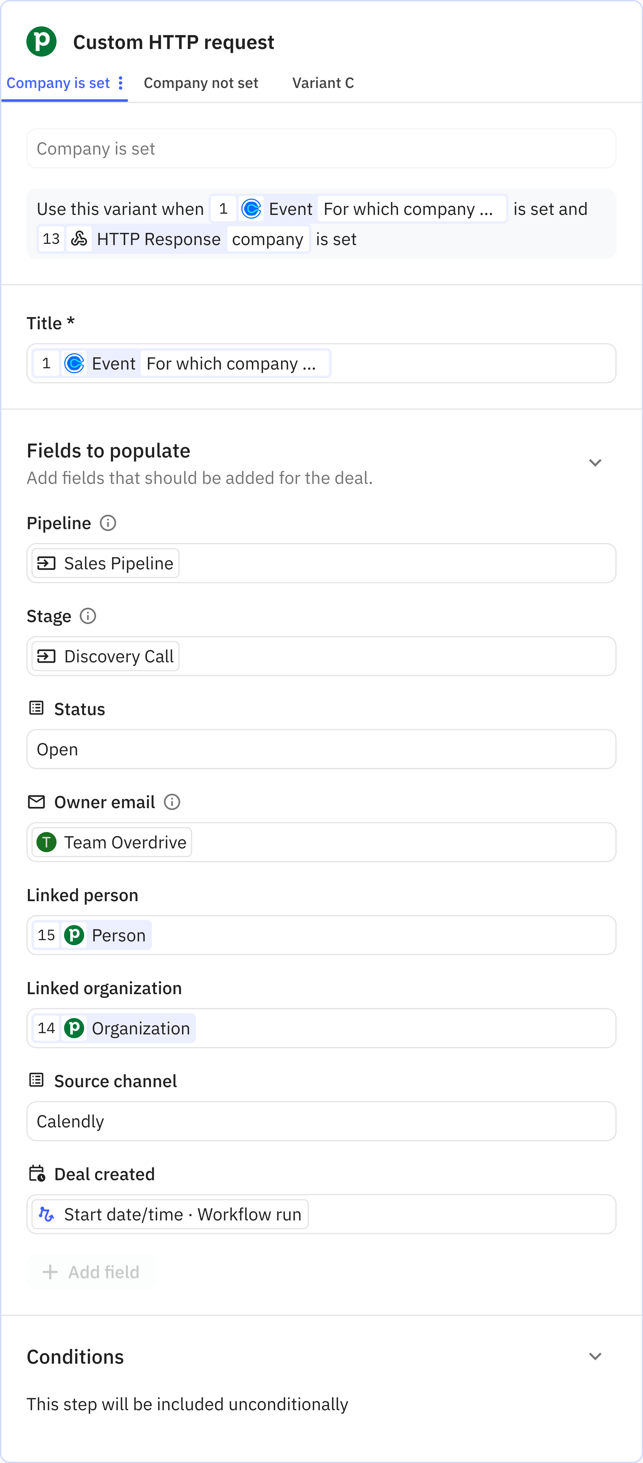 Relay.app screenshot of: Add deal
