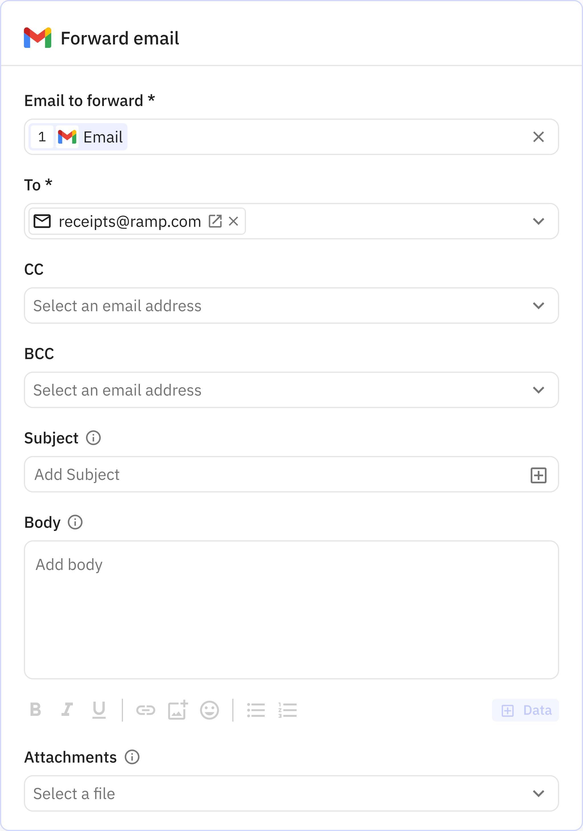 Relay.app screenshot of: Forward email