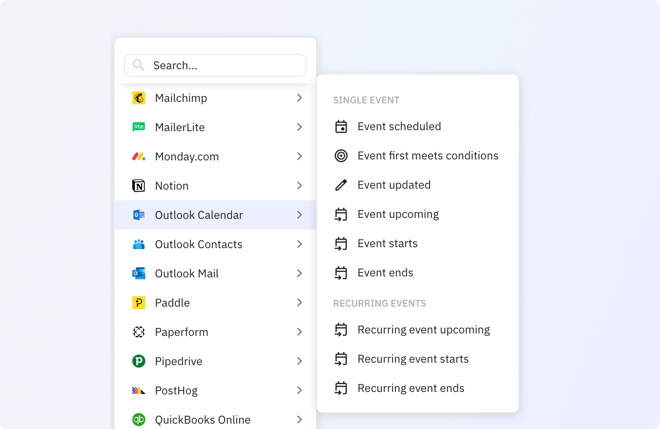 Preview of Use Relay.app's Outlook Calendar integrations to trigger actions across your apps