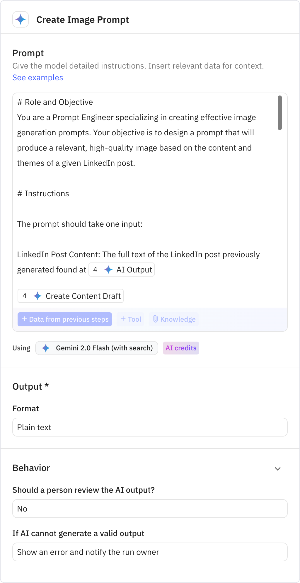 Relay.app screenshot of: Create Image Prompt