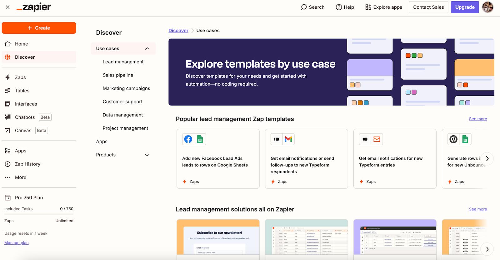 Zapier app interface
