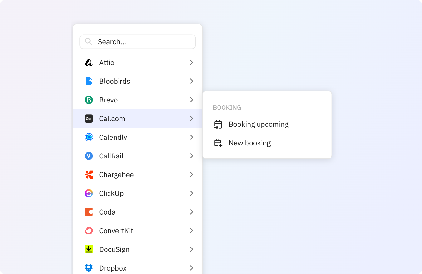 Use Relay.app's Cal.com integrations to trigger actions across your apps