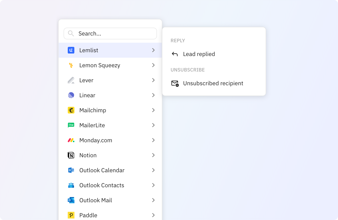 Use Relay.app's Lemlist integrations to trigger actions across your apps