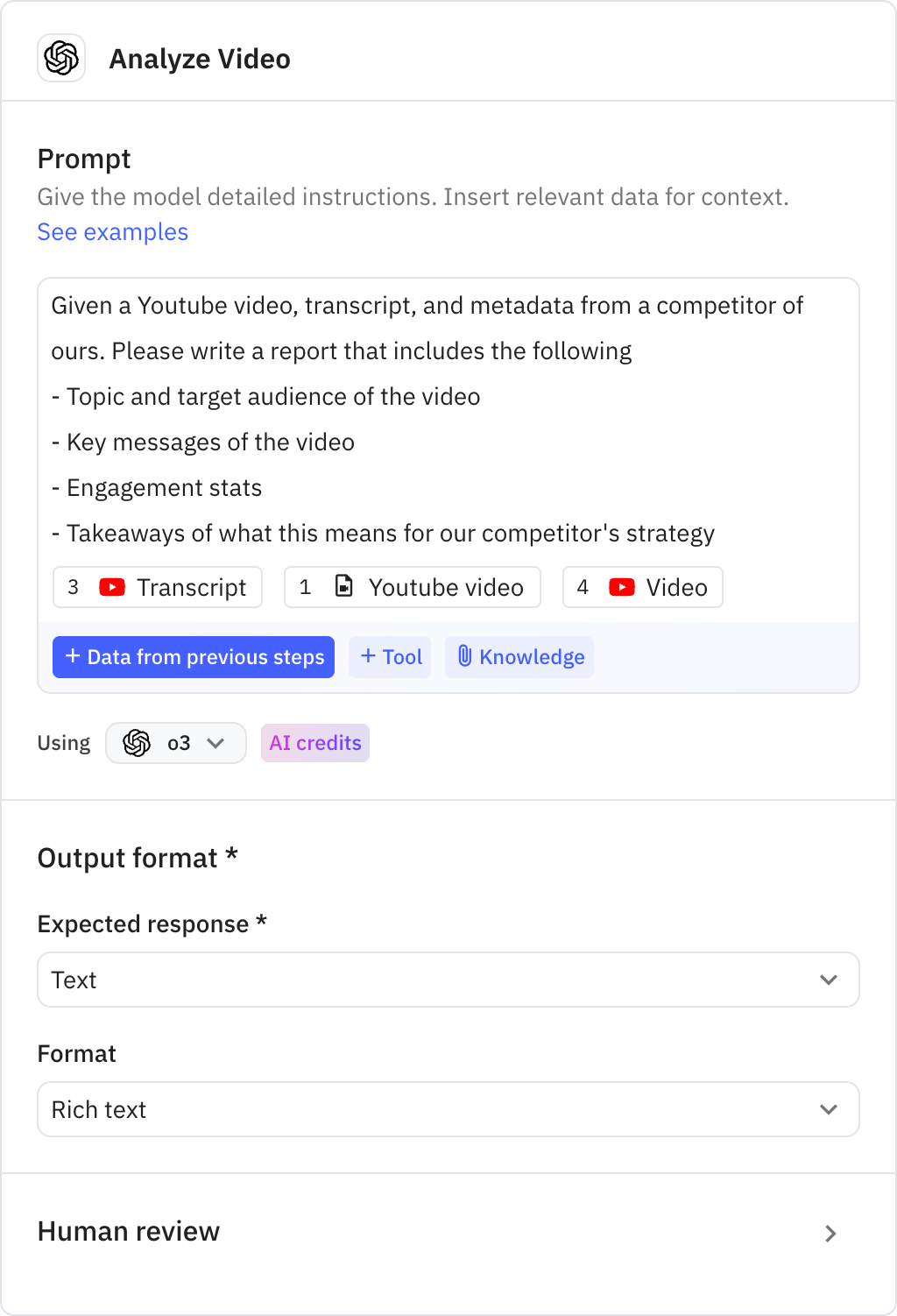 Relay.app screenshot of: Analyze Video