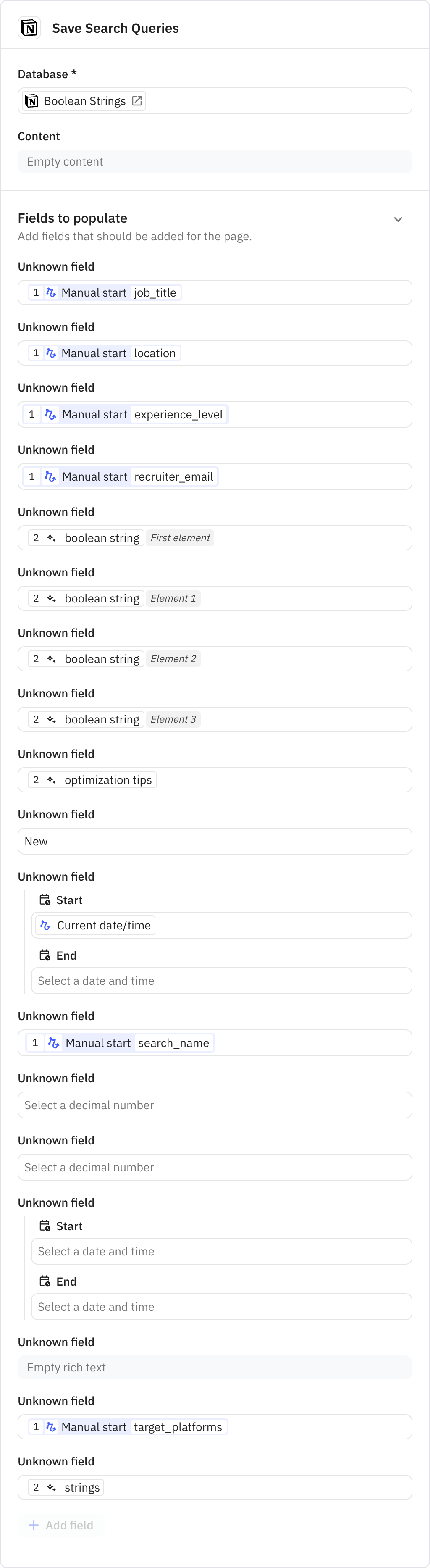 Relay.app screenshot of: Save Search Queries