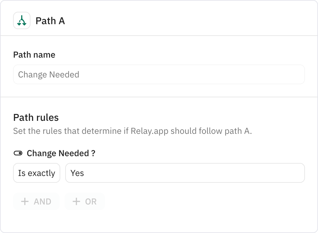 Relay.app screenshot of: Change Needed