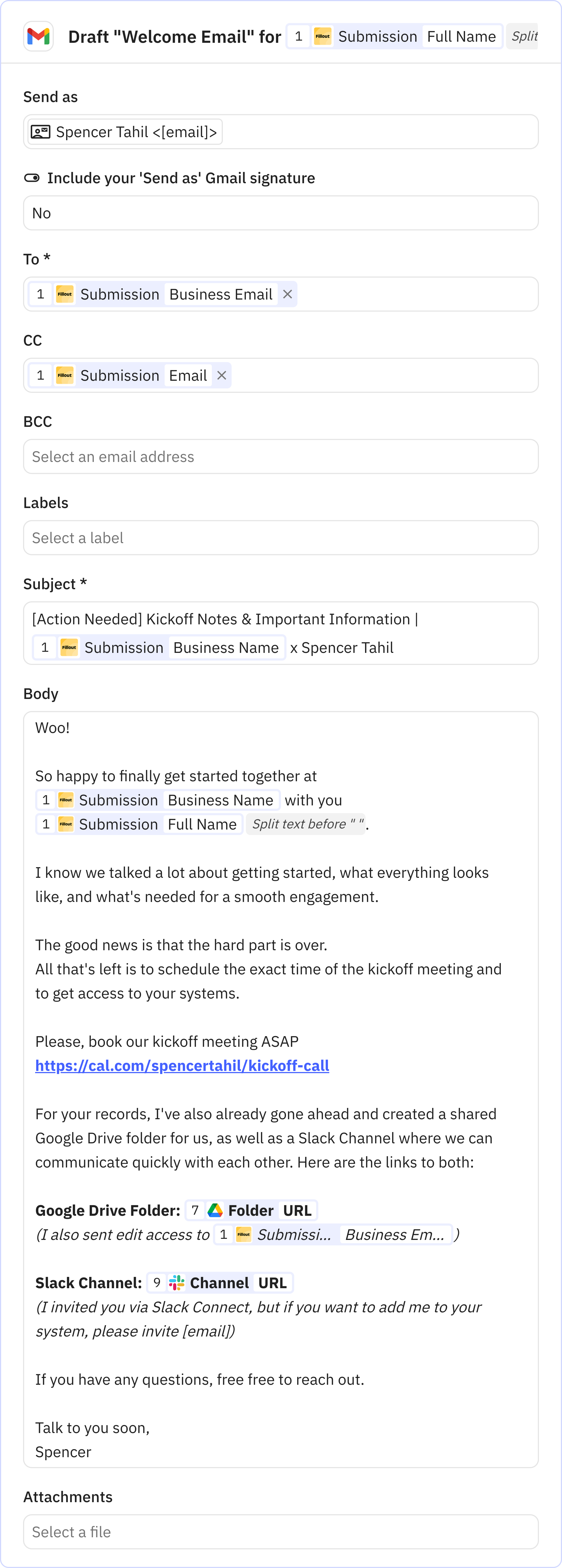 Relay.app screenshot of: Draft "Welcome Email" for