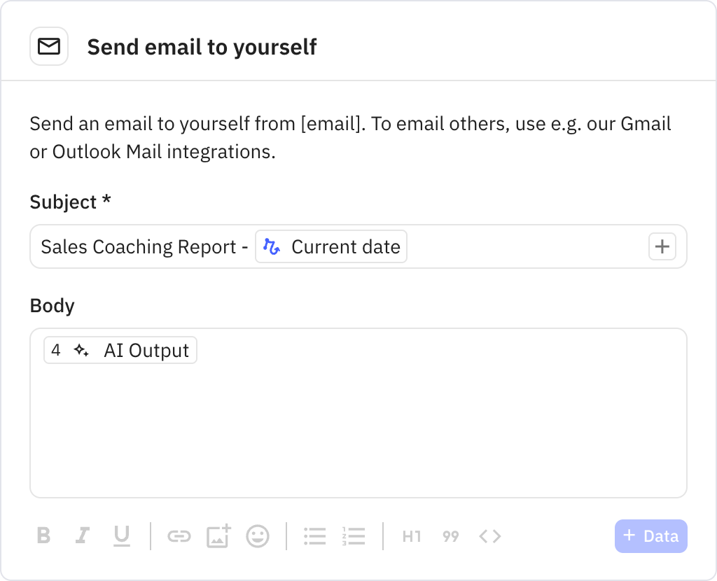 Relay.app screenshot of: Send email to yourself