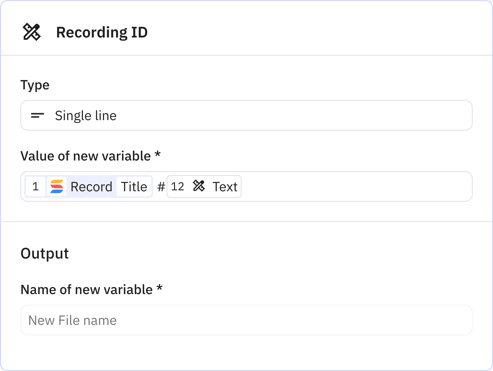 Relay.app screenshot of: Create text variable