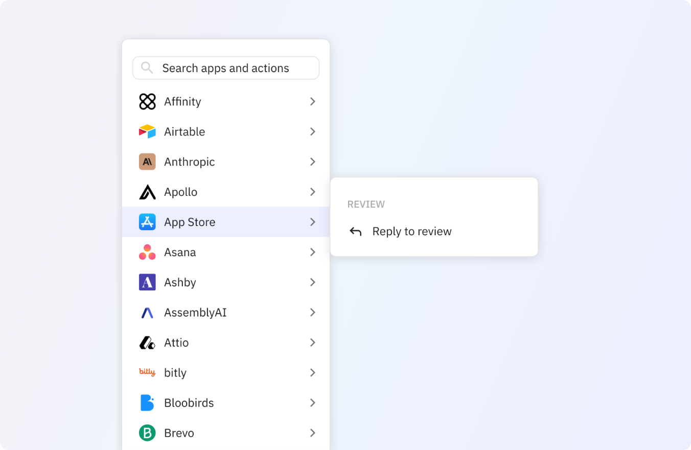 Preview of Reply to an App Store review automatically in your Relay.app workflows