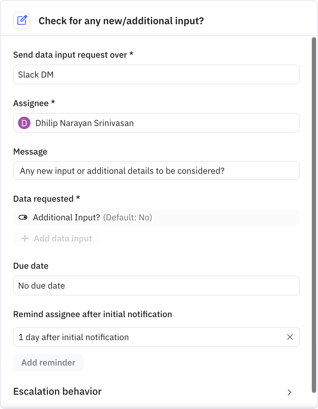 Relay.app screenshot of: Check for any new/additional input?