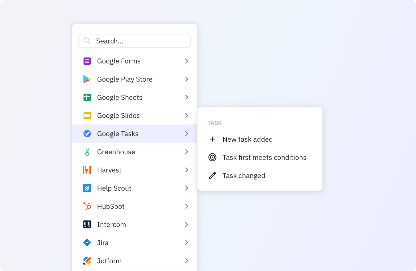 Use Relay.app's Google Tasks integrations to trigger actions across your apps