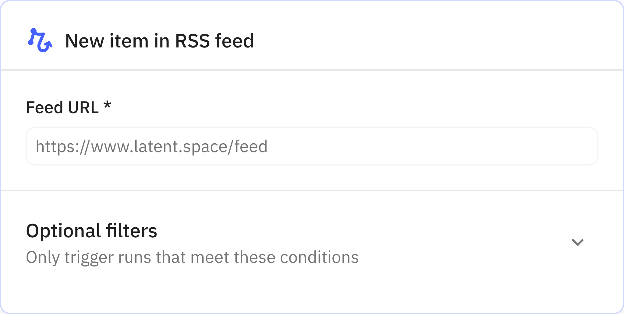 Relay.app screenshot of: New item in RSS feed
